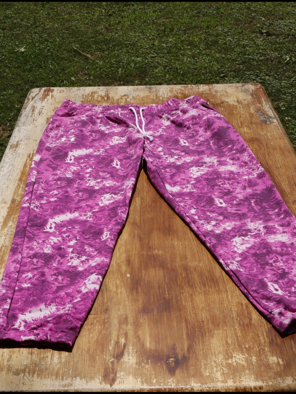 Under Armour Magenta Tie-Dye Jogger Pants with White Drawstring